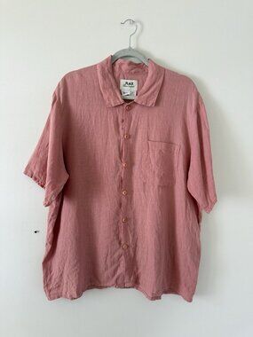 Flax 100% Linen Button Down Short Sleeve Pocket Shirt Lightweight Beach Men’s S